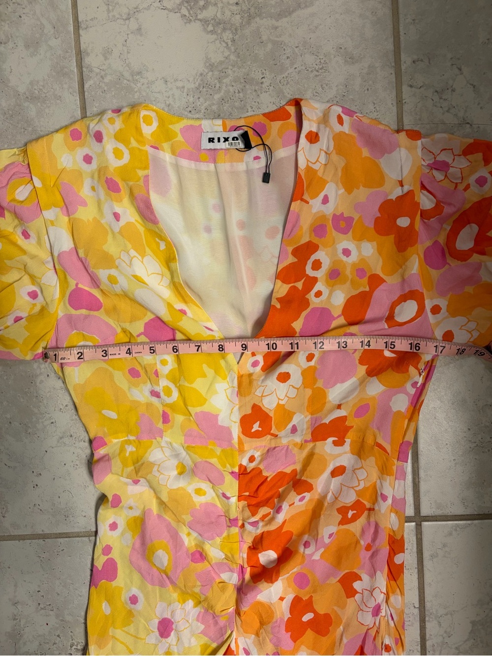 ✨RIXO | Ariel Colorblock Floral Retro Ruffle Maxi Sun Dress | Sz S - Picture 12 of 13